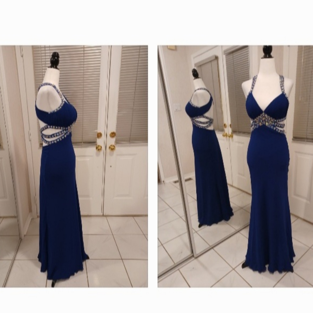 Bejeweled Blue Formal Dress - Size XS